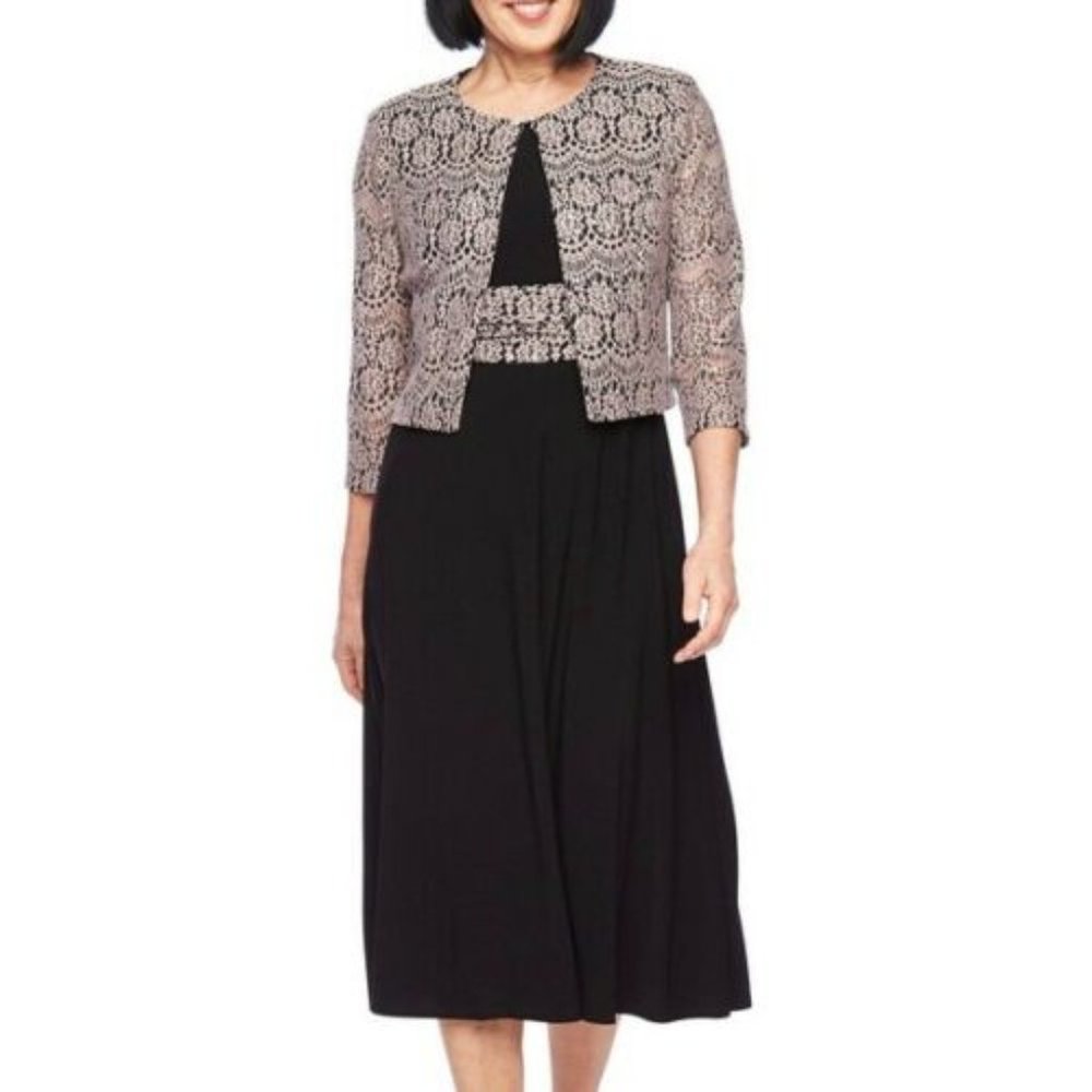 Jessica Howard 3/4 Sleeve Lace Sequins Jacket S 4